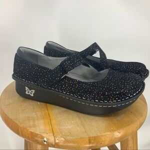 Algeria DAYNA black leather with rubber sole clog 38/8